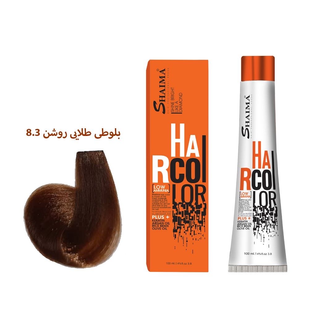 رنگ مو شایما Har Color کم آمونیاک 100 میل شماره 8.3 بلوند طلایی روشن