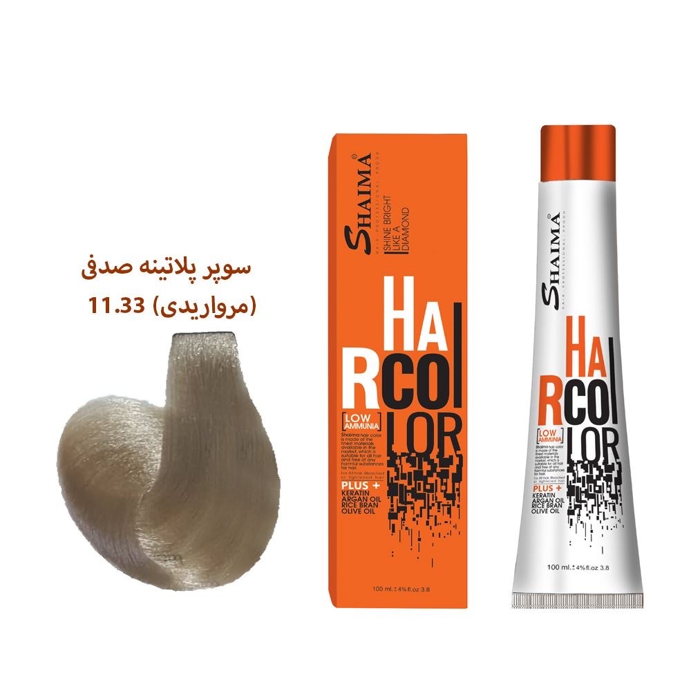 رنگ مو شایما Har Color کم آمونیاک 100 میل شماره 11.33 سوپر پلاتینه صدفی (مرواریدی)