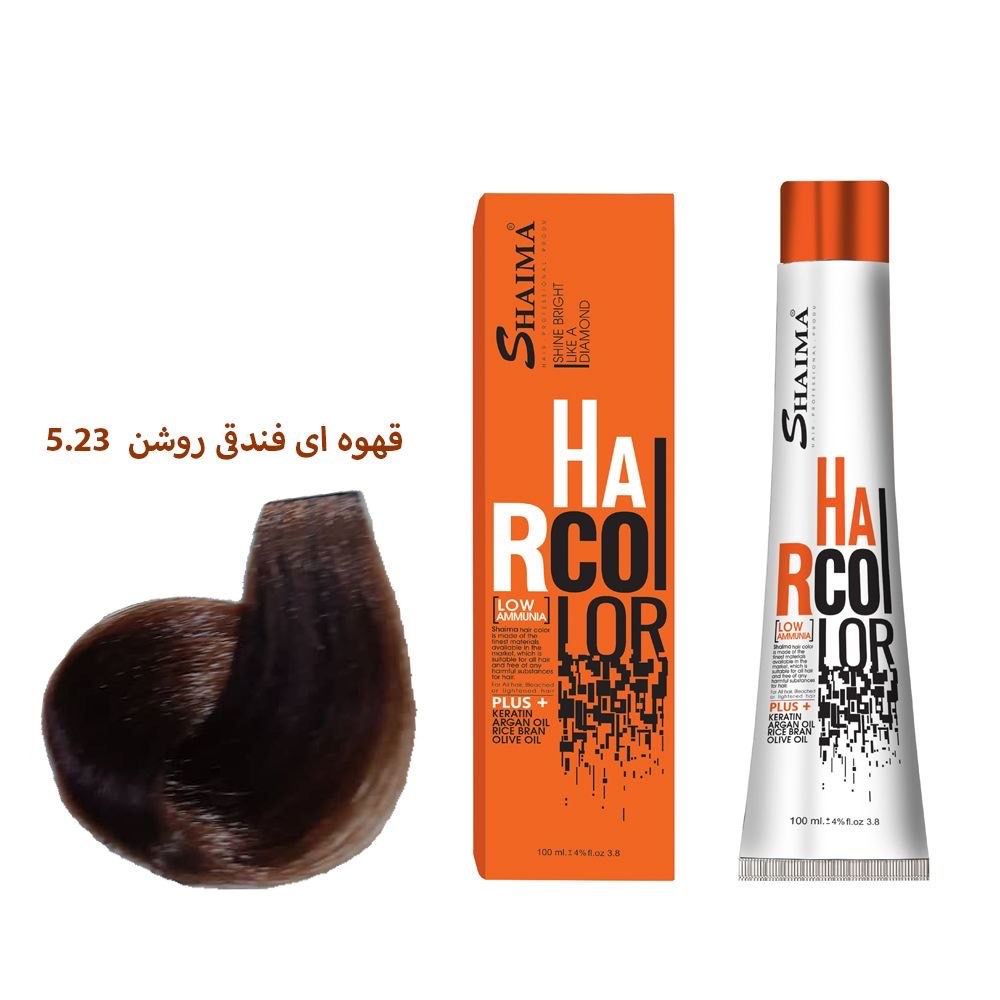 رنگ مو شایما Har Color کم آمونیاک 100 میل شماره 5.23 قهوه ای فندقی روشن